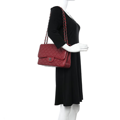 Chanel Caviar Quilted Jumbo Double Flap Dark Red 2 of 12