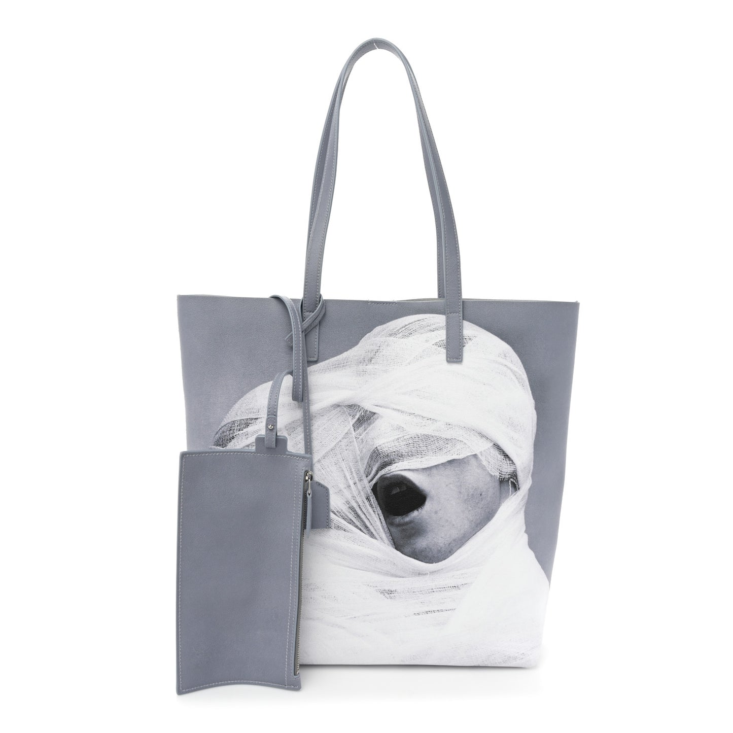 Calfskin Mapplethorpe Rive Droite Shopping Tote Grey White Black