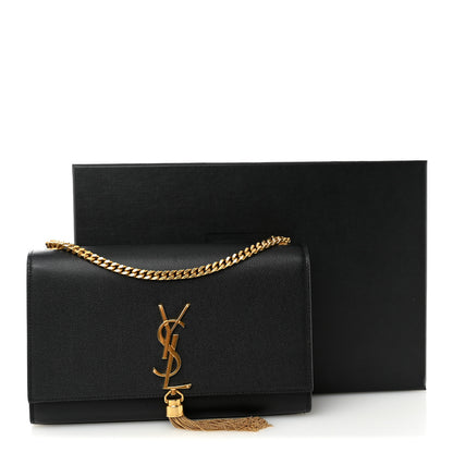 Saint Laurent Grain De Poudre Medium Classic Monogram Kate Tassel Satchel Black 10 of 10