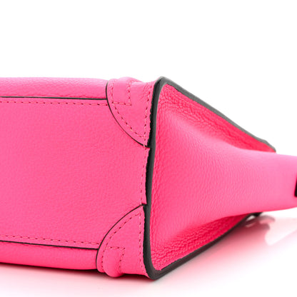 Celine Drummed Calfskin Nano Luggage Fuchsia 10 of 10