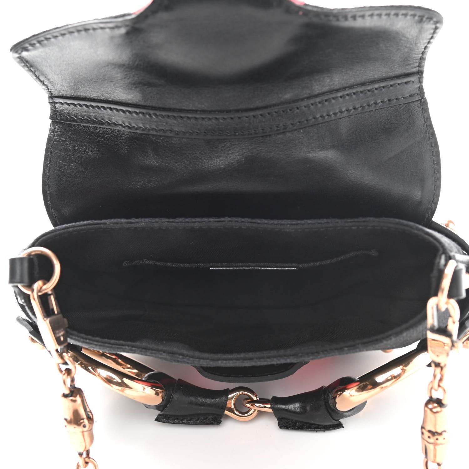 Gucci Monogram Horsebit Web Flap Bag Black Pink 4 of 12