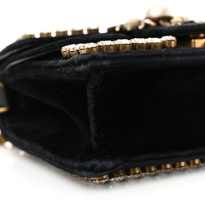 Gucci Velvet Crystal Mini Bee Broadway Shoulder Bag Black 9 of 12