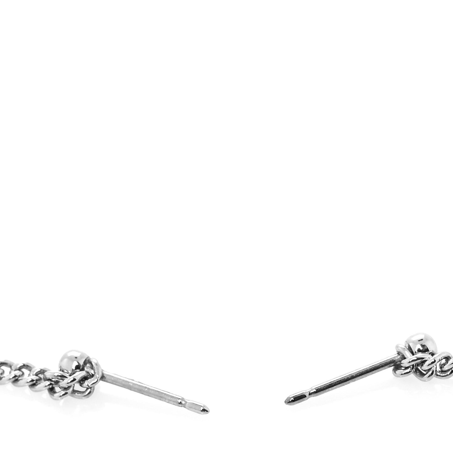 Metal CC Chain Drop Earrings Silver