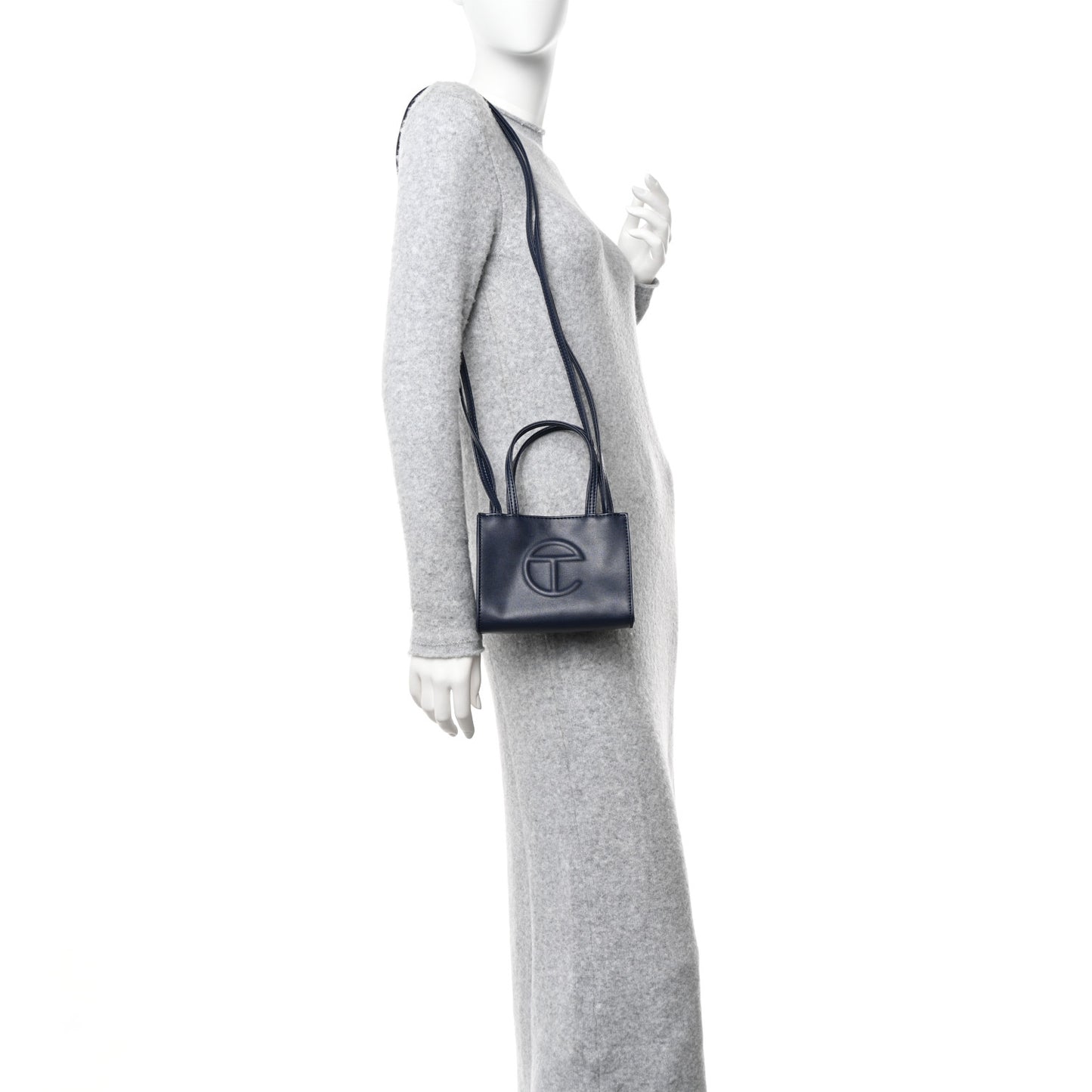 Vegan Leather Small Shopping Bag Navy