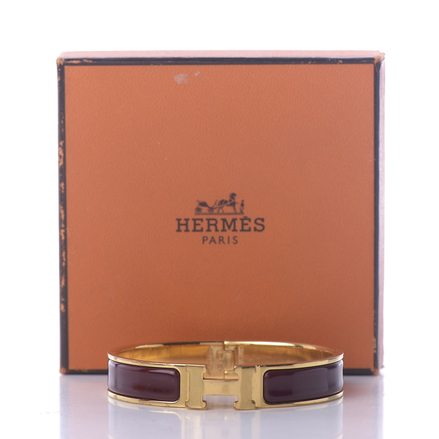 Enamel Narrow Clic Clac H Bracelet GM Bourgogne