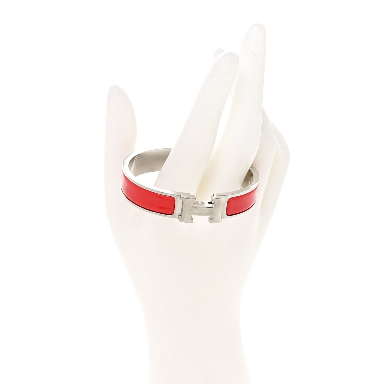 Hermes Enamel Narrow Clic Clac H Bracelet PM Rouge Vif 2 of 4