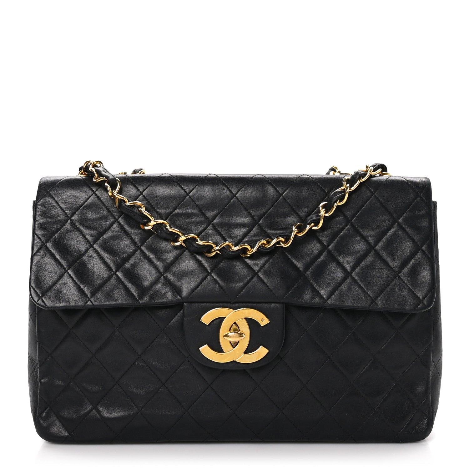 Chanel Lambskin Quilted XL Jumbo Single Flap Black 1 of 11