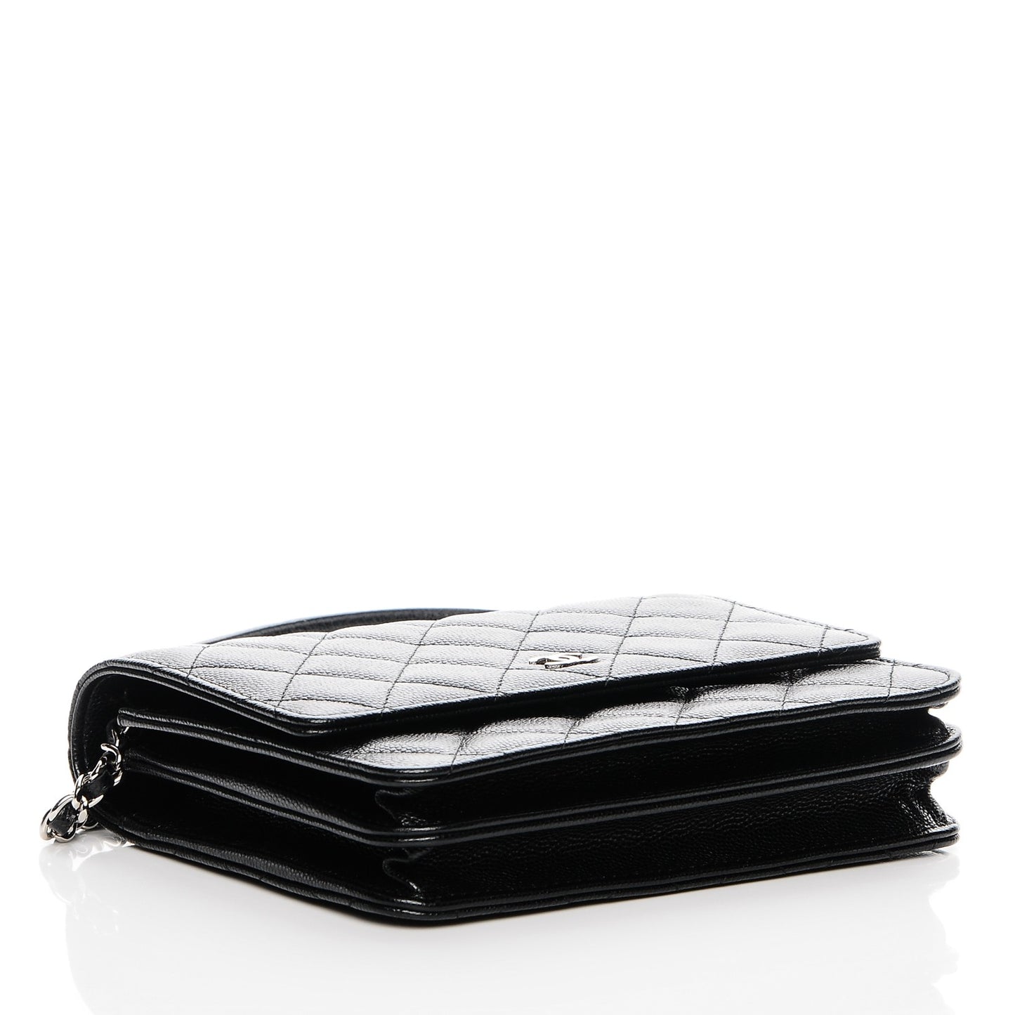 Caviar Quilted Square Wallet On Chain WOC Black