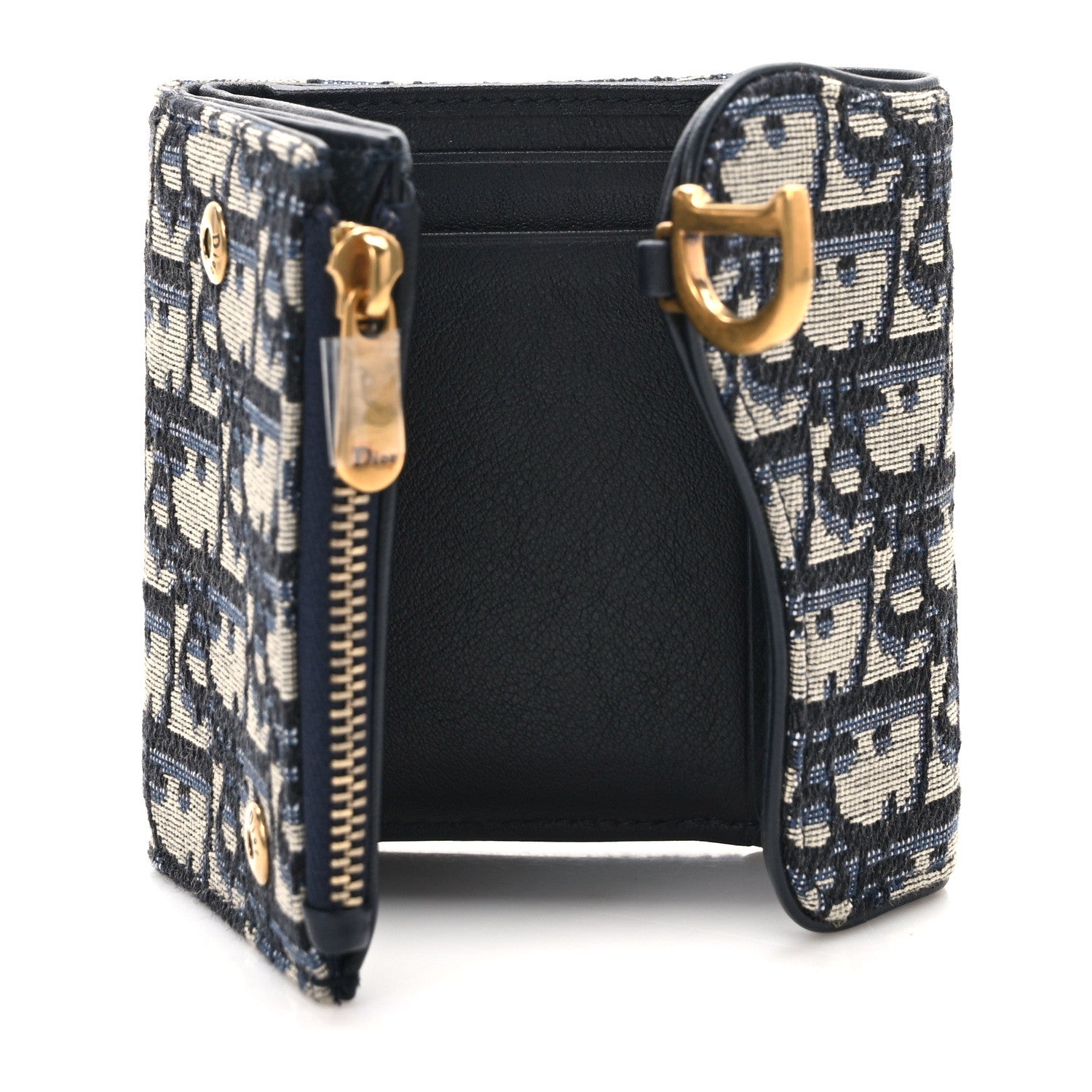 Christian Dior Saddle Lotus Wallet Blue 4 of 9