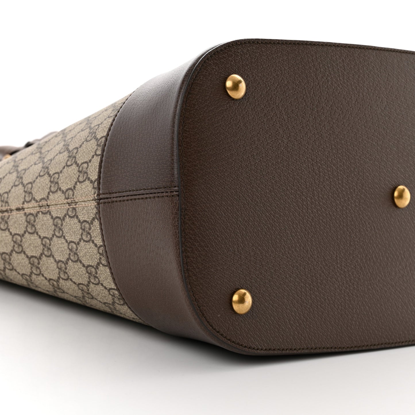 GG Supreme Monogram Textured Dollar Calfskin Web Small Ophidia Savoy Bowling Tote Beige Ebony New Acero