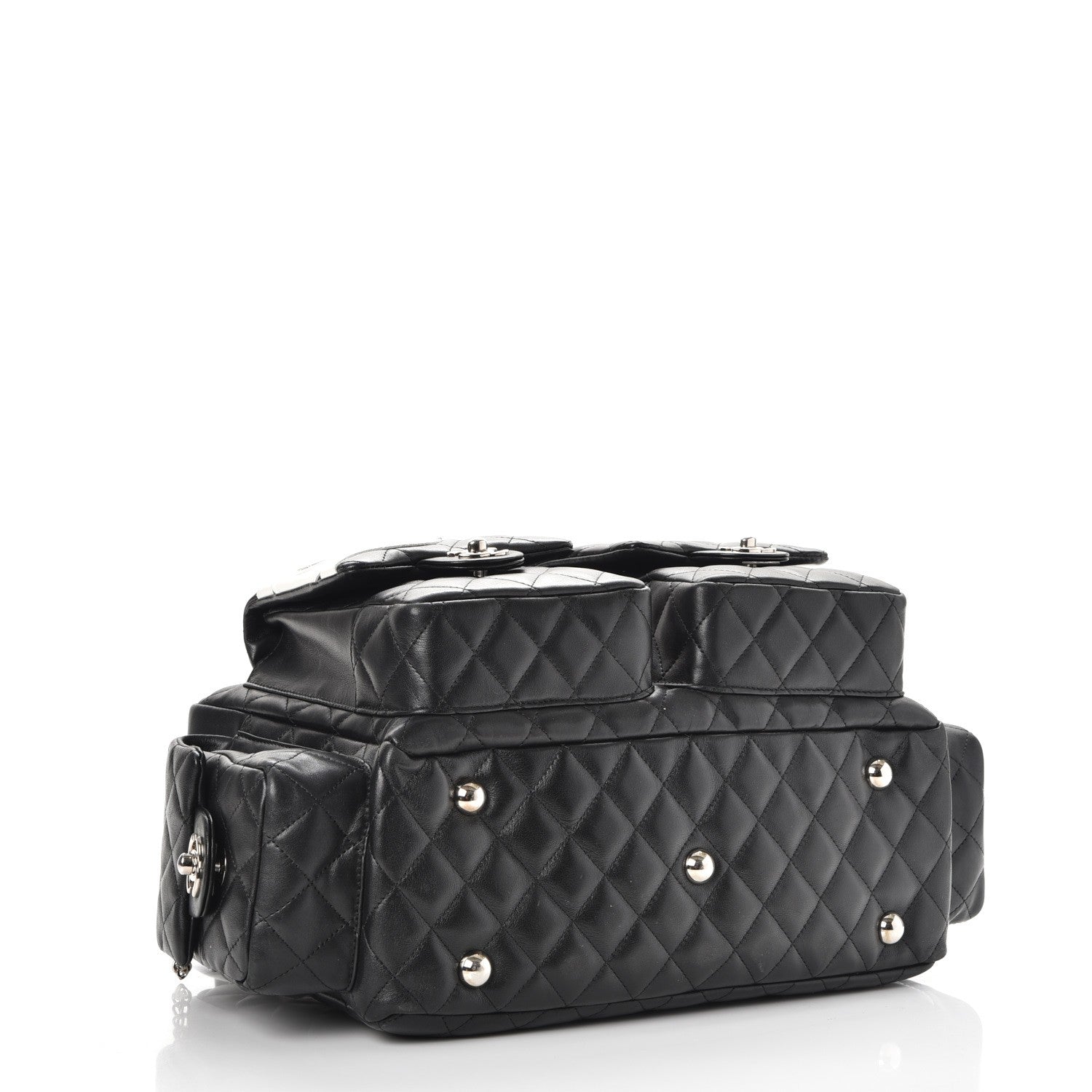 Chanel Calfskin Quilted Large Cambon Multipocket Reporter Black White 4 of 8