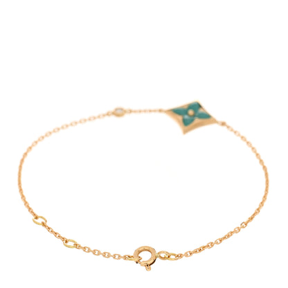 Louis Vuitton 18K Yellow Gold Diamond Amazonite Color Blossom BB Star Bracelet 2 of 4