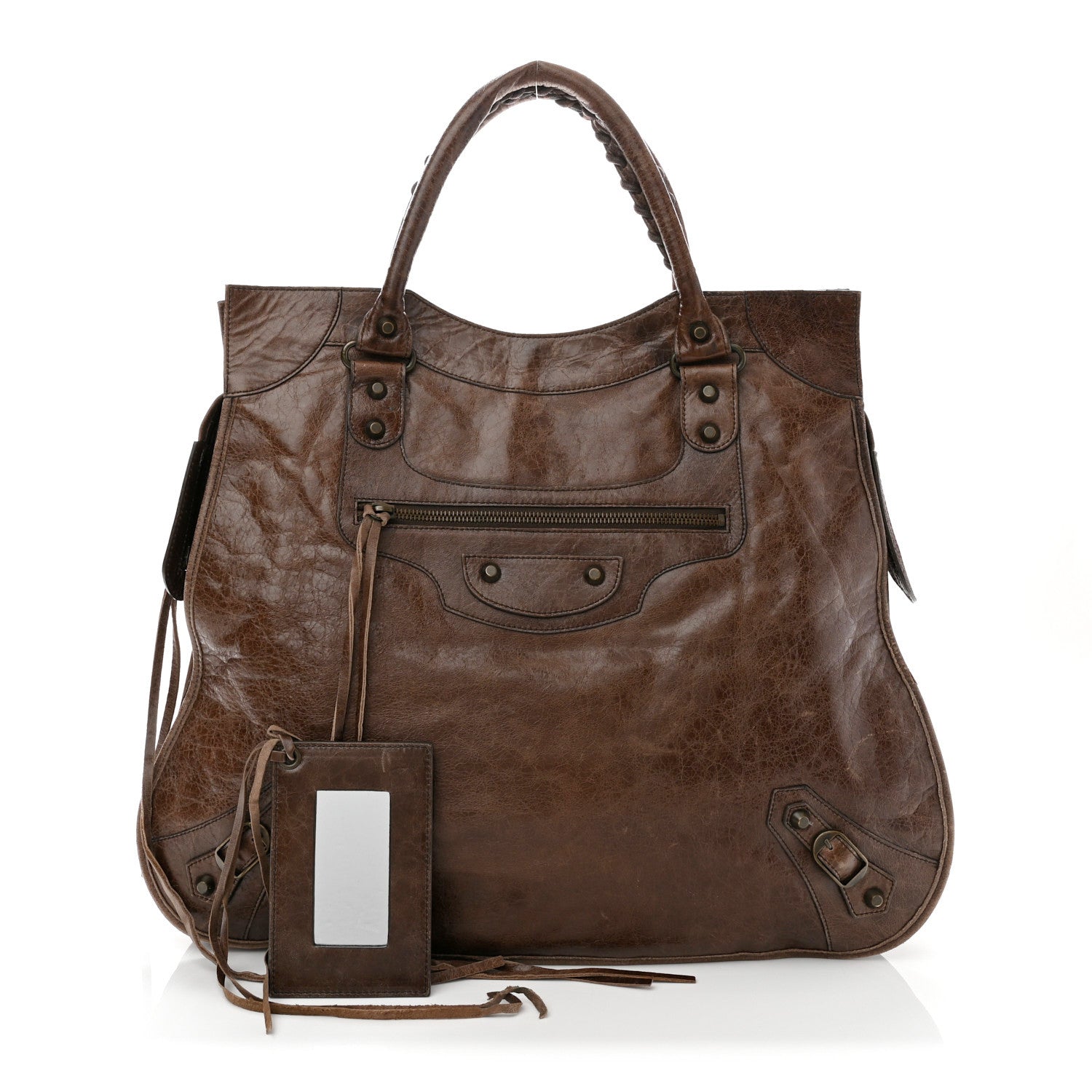 Balenciaga Chevre Classic Hardware Mid Afternoon Tote Truffle
