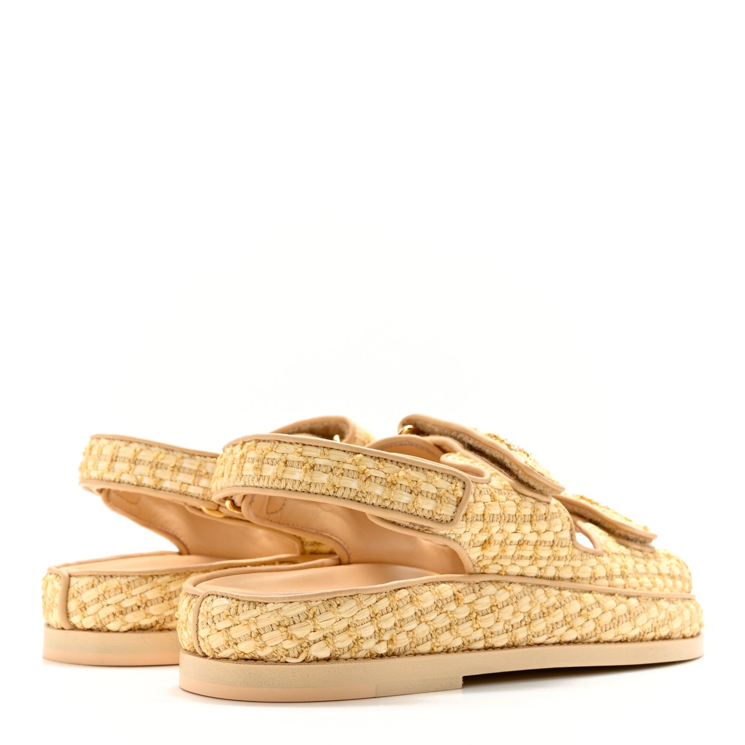 Chanel Braided Fabric Velcro Dad Sandals 39 Beige 4 of 9