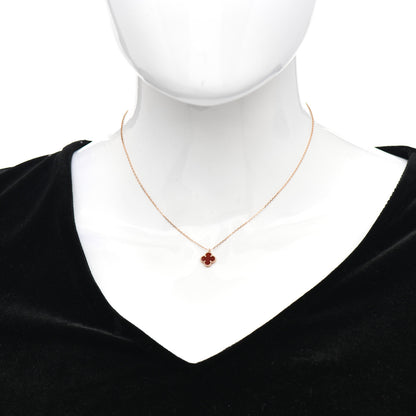 Van Cleef & Arpels 18K Rose Gold Carnelian Sweet Alhambra Pendant Necklace 2 of 5