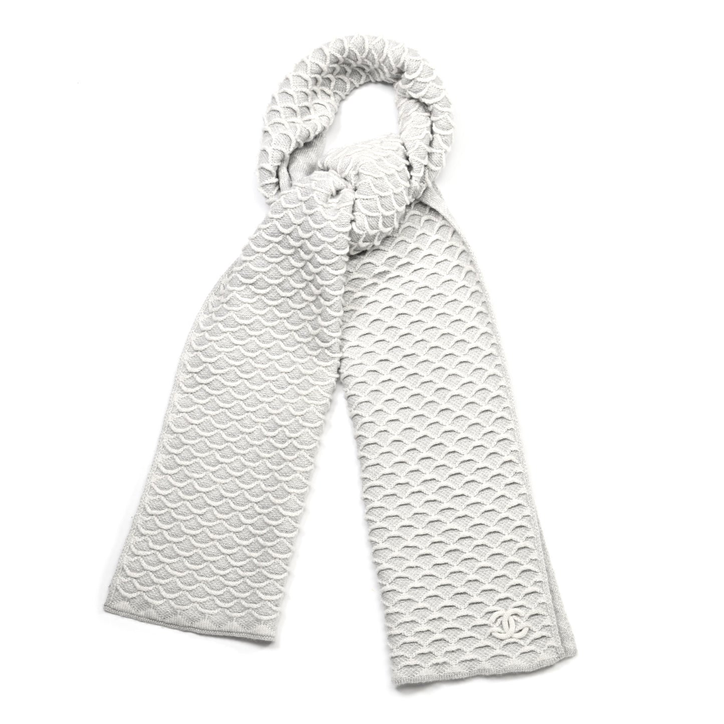 Wool CC Scarf Grey Ivory