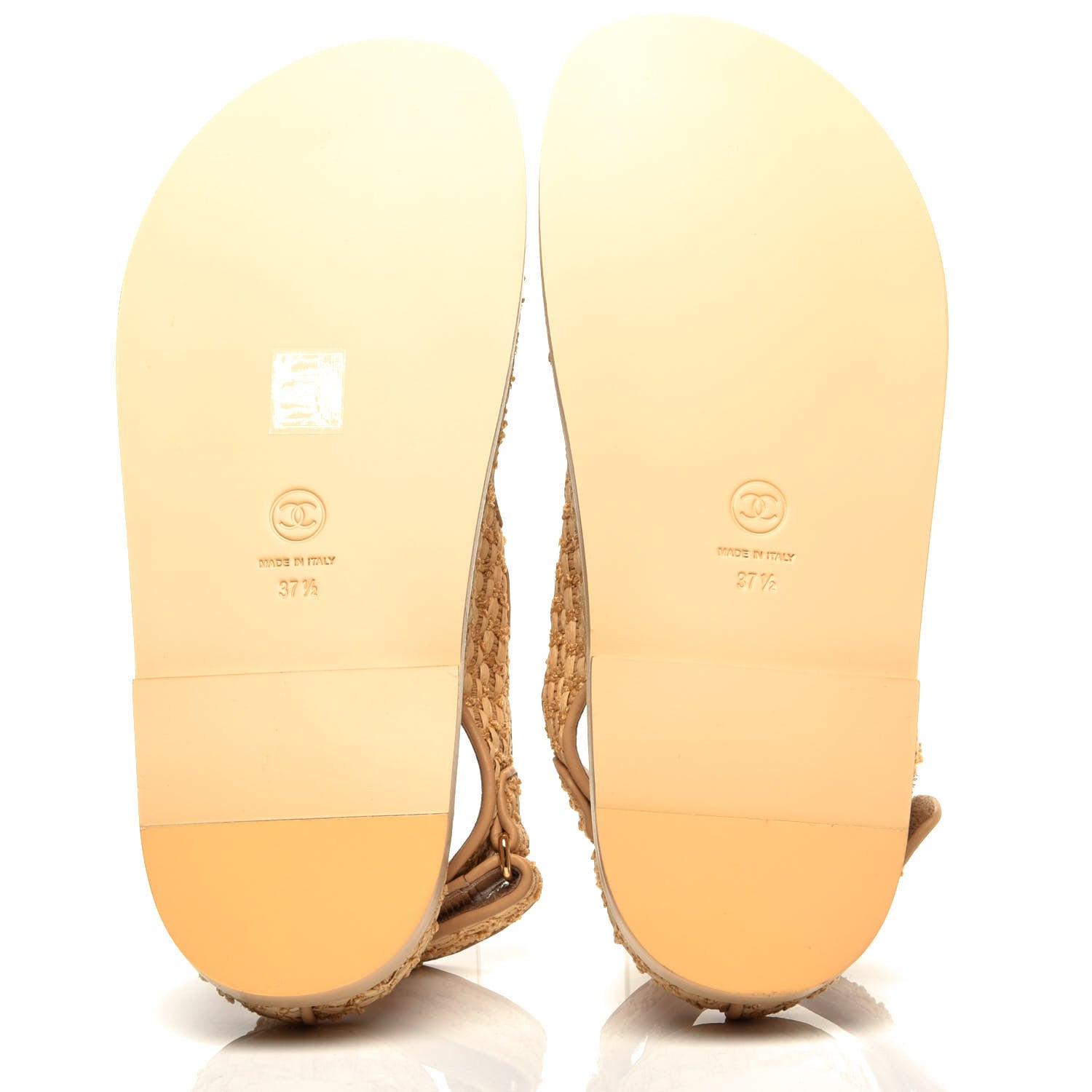 Chanel Braided Fabric Velcro Dad Sandals 37.5 Beige 6 of 11