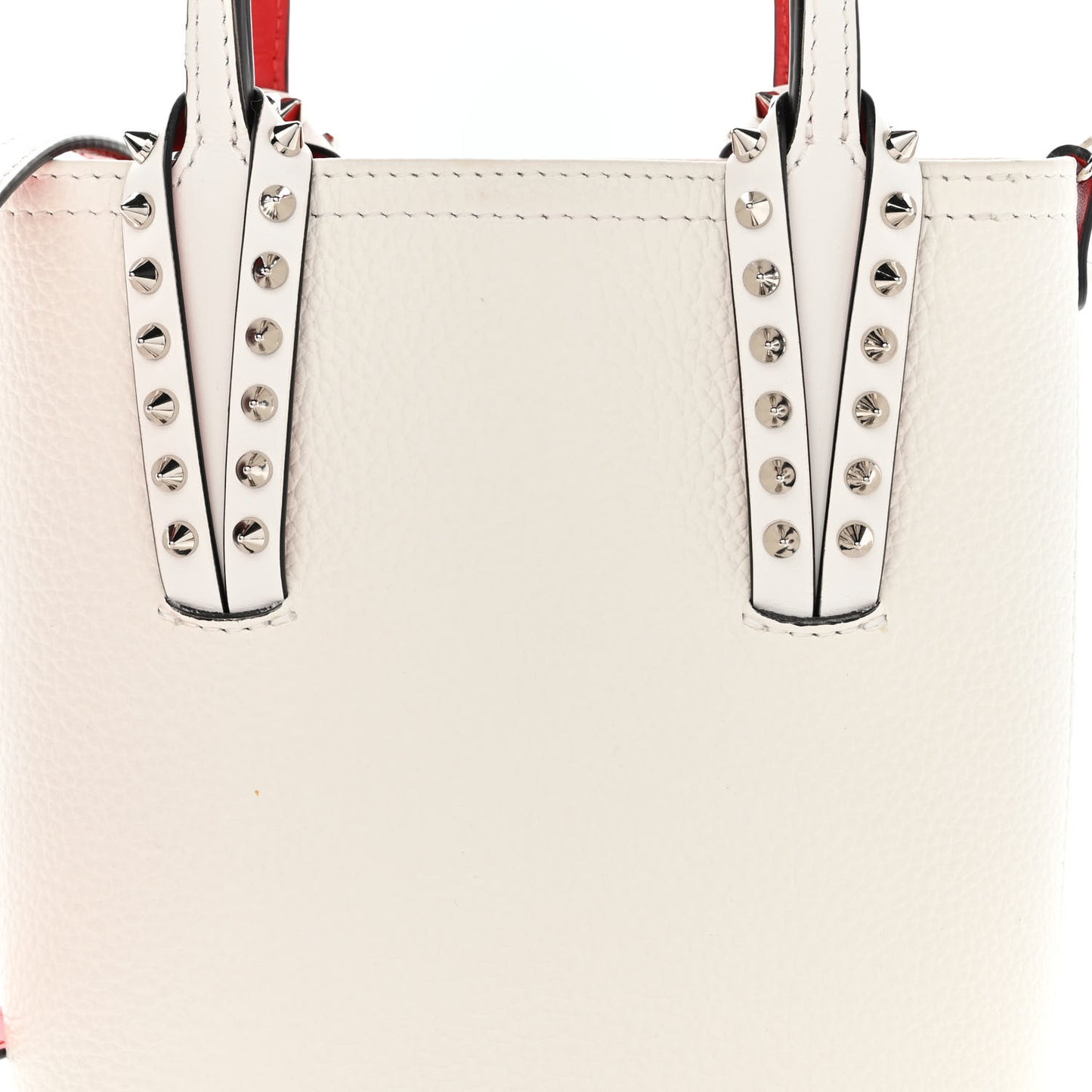 Calfskin Spikes Mini North South Cabata Tote White