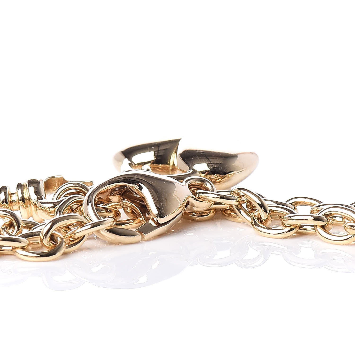 Tiffany 18K Yellow Gold Heart Lock Key Chain Bracelet 4 of 5