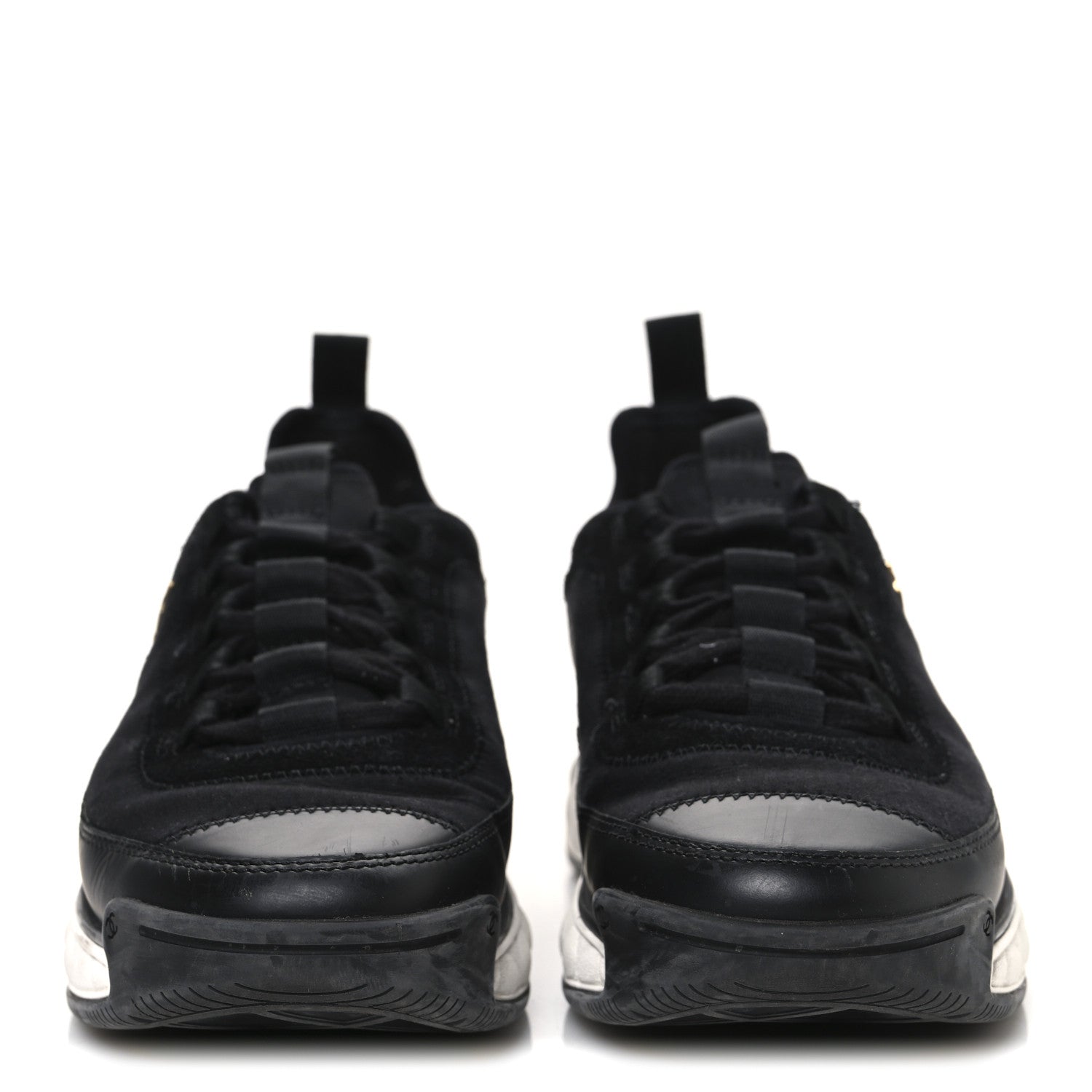 Chanel Velvet Calfskin Mixed Fibers CC Sneakers 37.5 Black 3 of 11