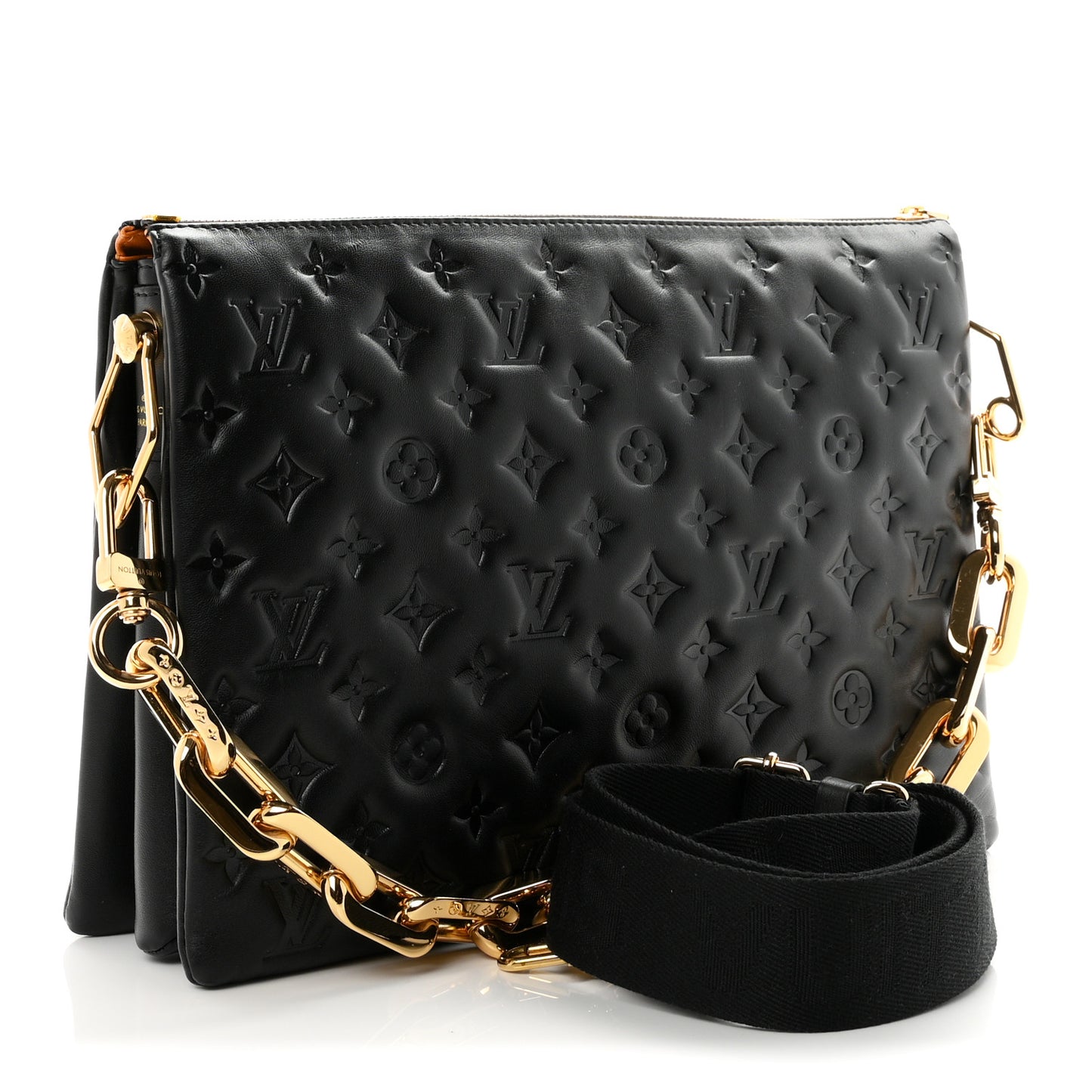 Lambskin Embossed Monogram Coussin MM Black