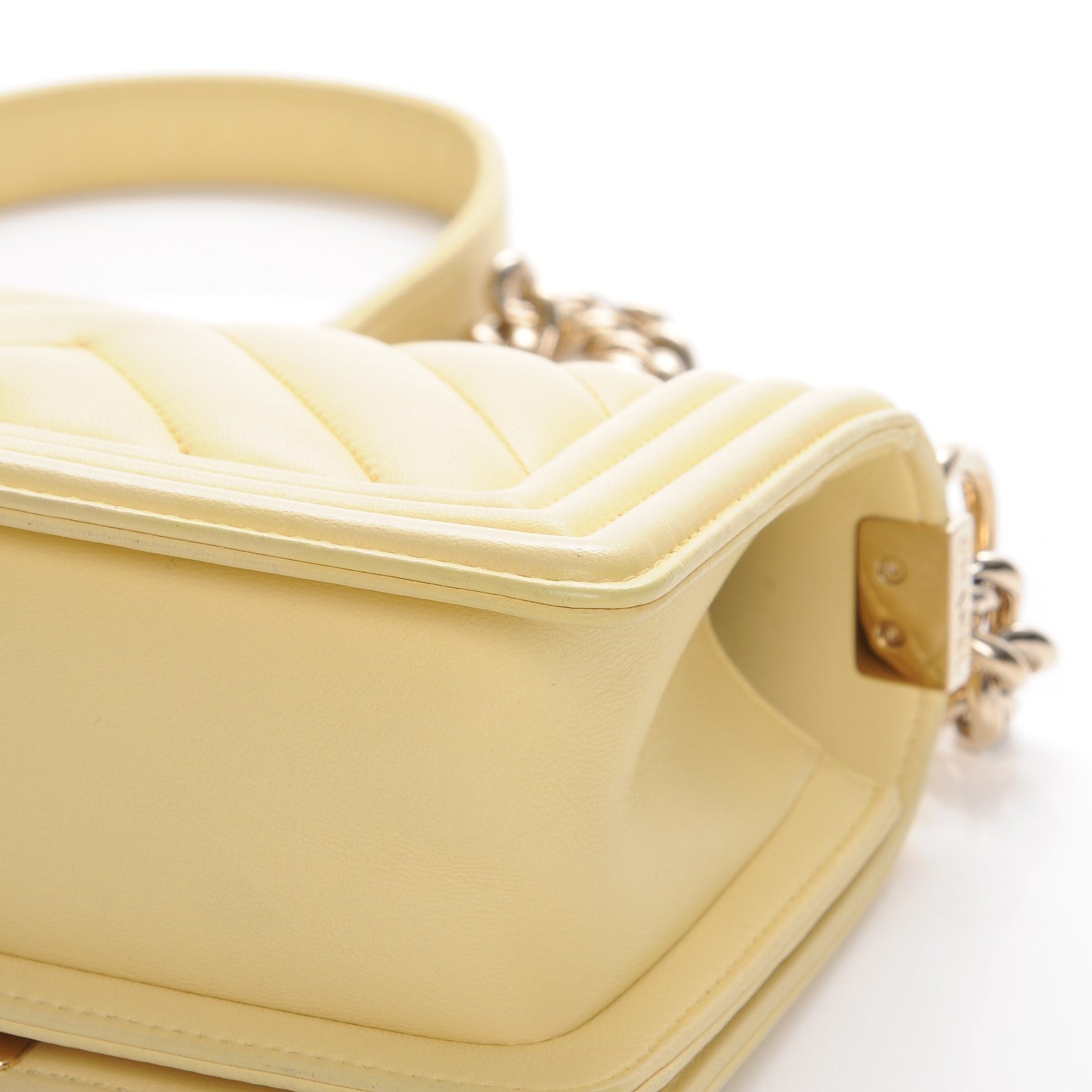 Chanel Calfskin Chevron Quilted Small Boy Flap Yellow 9 of 15