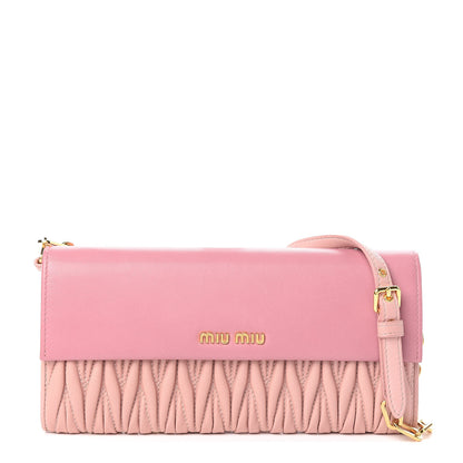 Miu Miu Nappa Matelasse Bicolor Wallet On Chain Loto Orchide 1 of 11