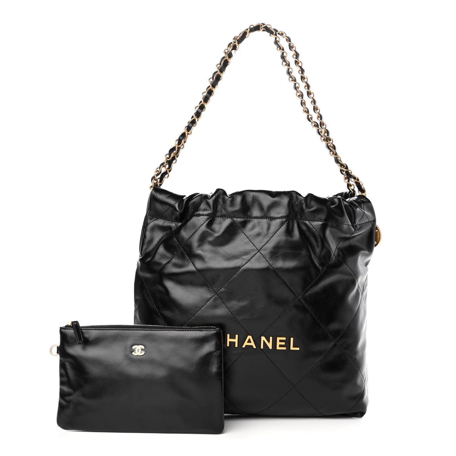Chanel Shiny Calfskin Quilted Small Chanel 22 Black 1 of 11