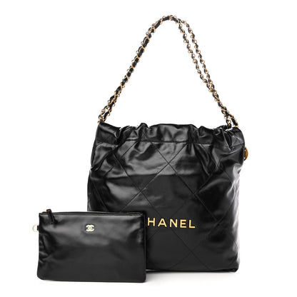 Chanel Shiny Calfskin Quilted Small Chanel 22 Black 1 of 11