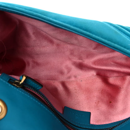 Gucci Velvet Matelasse Small GG Marmont Shoulder Bag Pavone Cyan 5 of 28