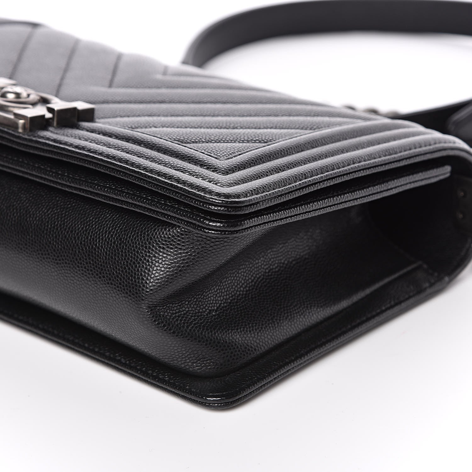Chanel Caviar Chevron Quilted Medium Boy Flap Black 9 of 11