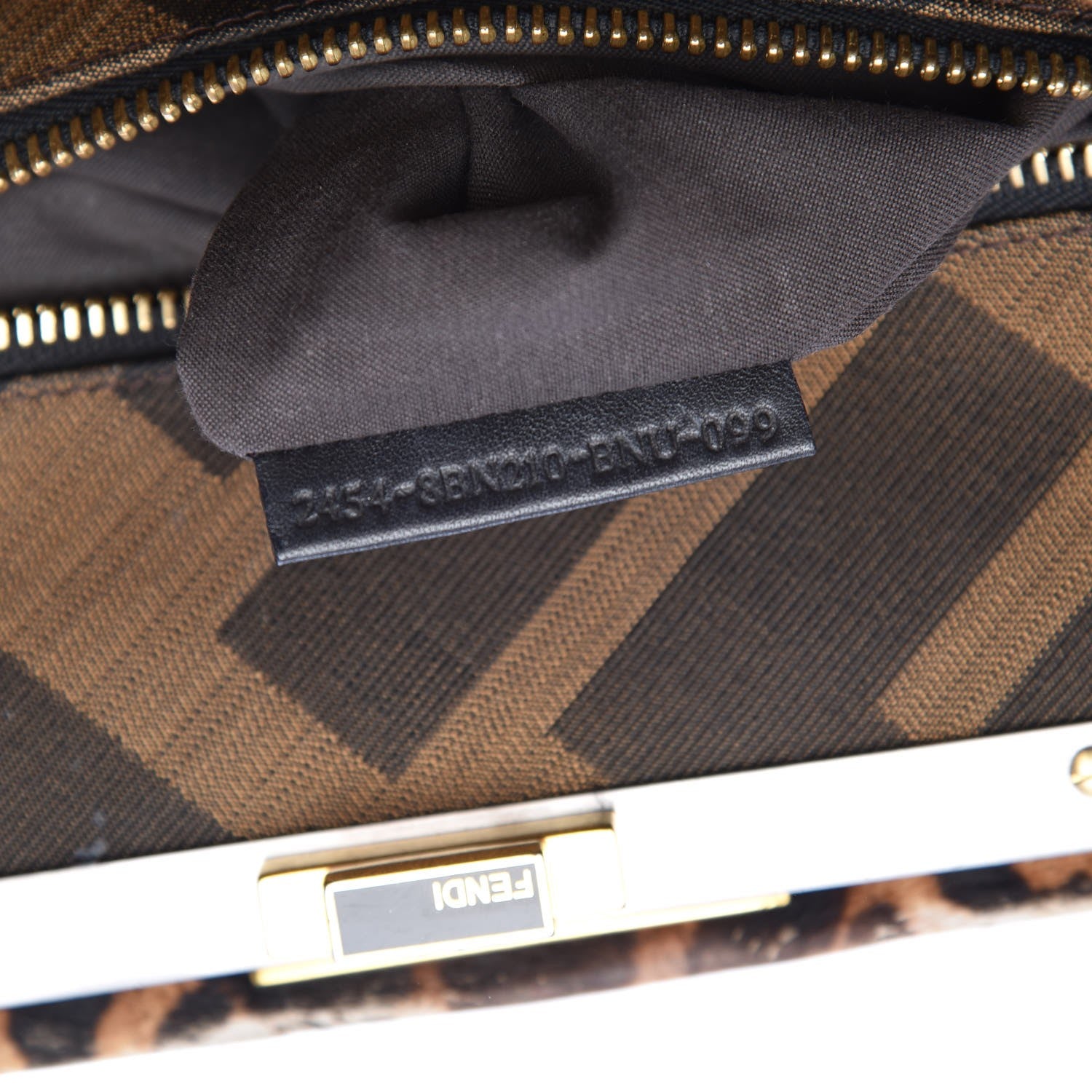 Fendi Calf Hair Leopard Print Zucca Large Peekaboo Iconic Satchel Tobacco 9 of 24