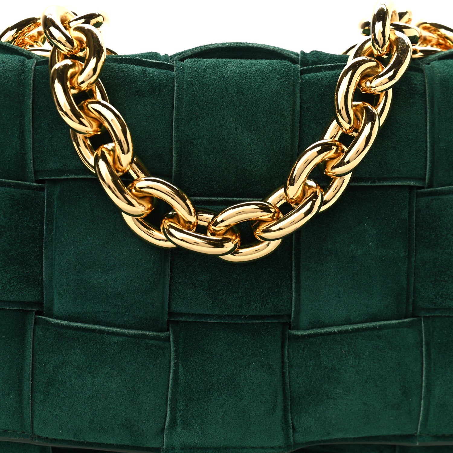 Bottega Veneta Suede Maxi Intrecciato Padded Chain Cassette Crossbody Bag Emerald Green 7 of 10