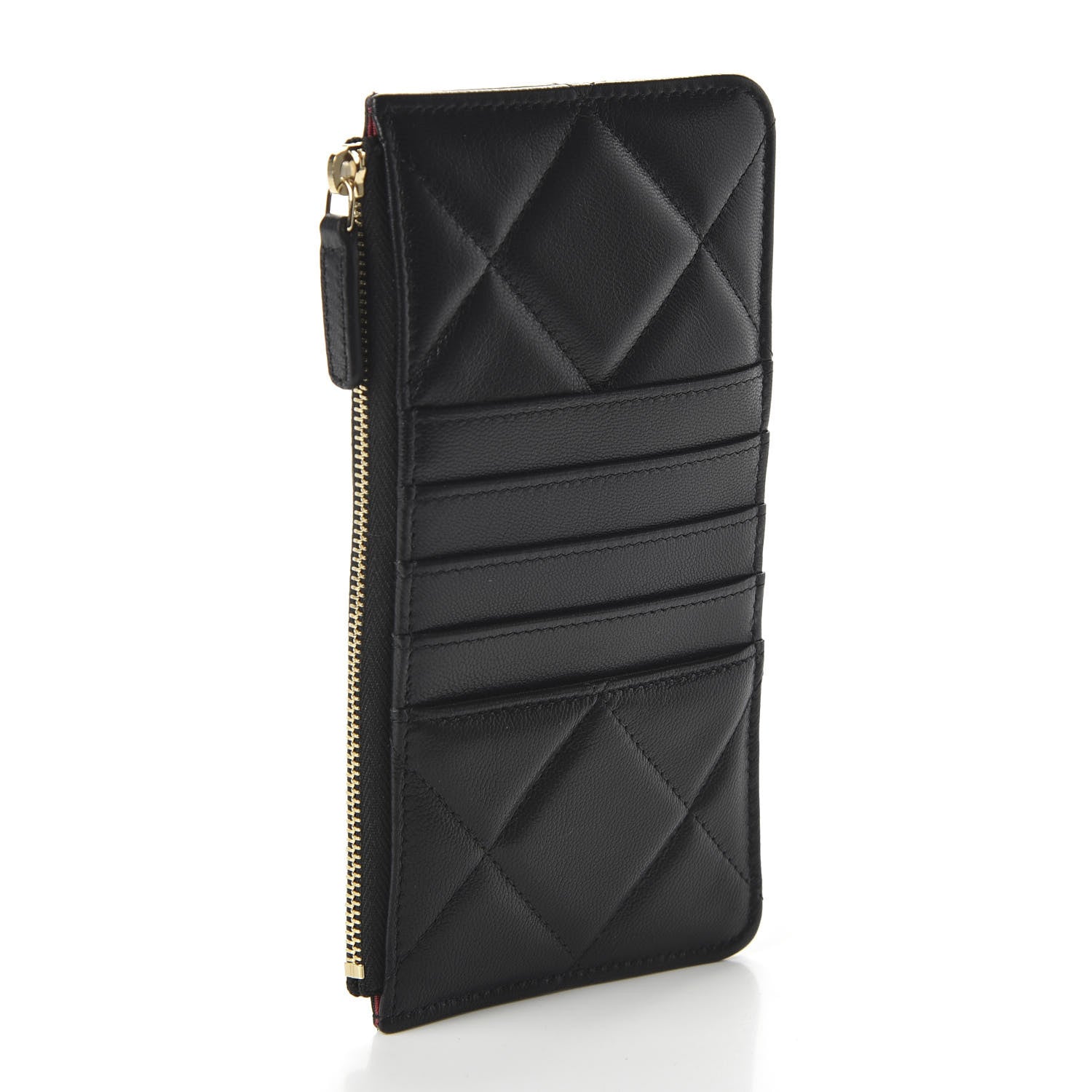 Chanel Shiny Goatskin Quilted 19 Flat Wallet Pouch Black 3 of 11