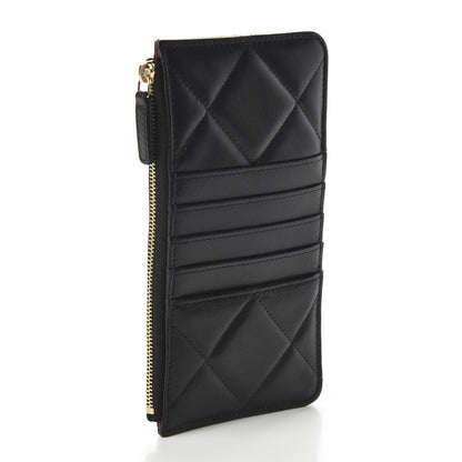 Chanel Shiny Goatskin Quilted 19 Flat Wallet Pouch Black 3 of 11