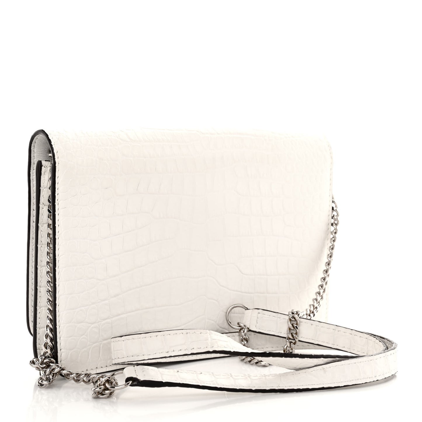 Calfskin Crocodile Embossed Palace Crossbody Latte