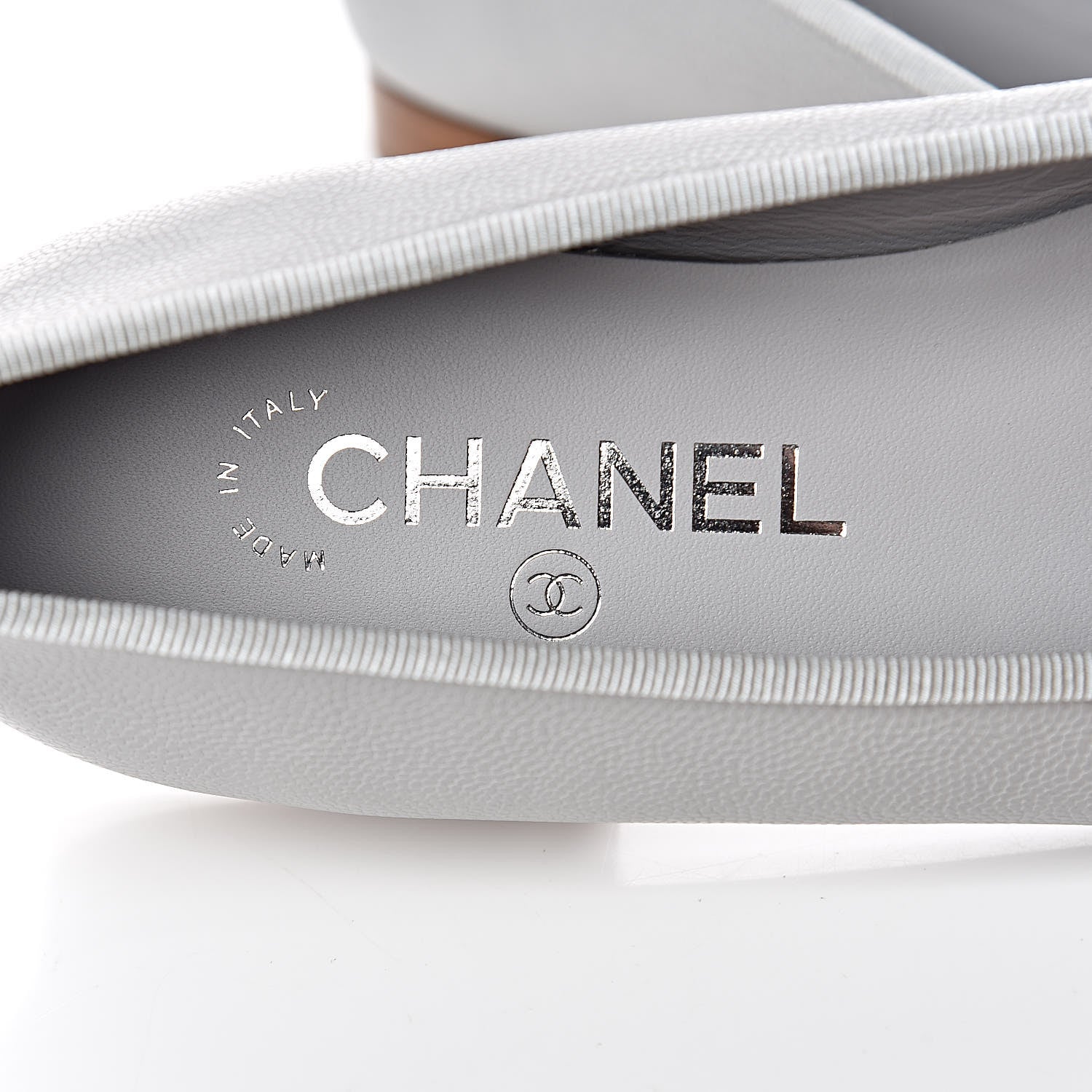 Chanel Caviar CC Cap Toe Ballerina Flats 38 Grey 7 of 11