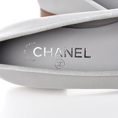 Chanel Caviar CC Cap Toe Ballerina Flats 38 Grey 7 of 11