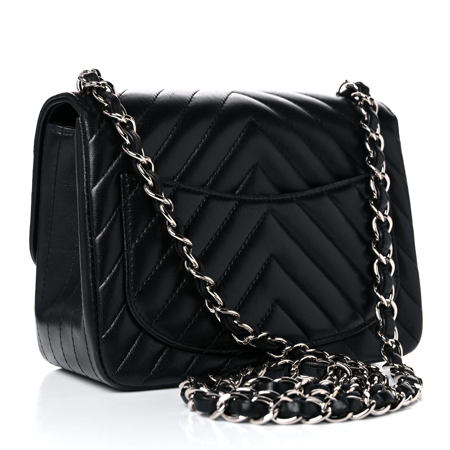 Chanel Lambskin Chevron Quilted Mini Square Flap Black 3 of 14