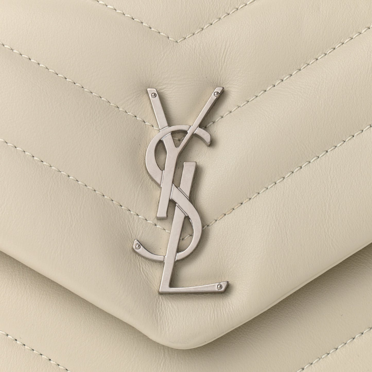 Calfskin Y Quilted Monogram Small Loulou Chain Satchel Blanc Vintage