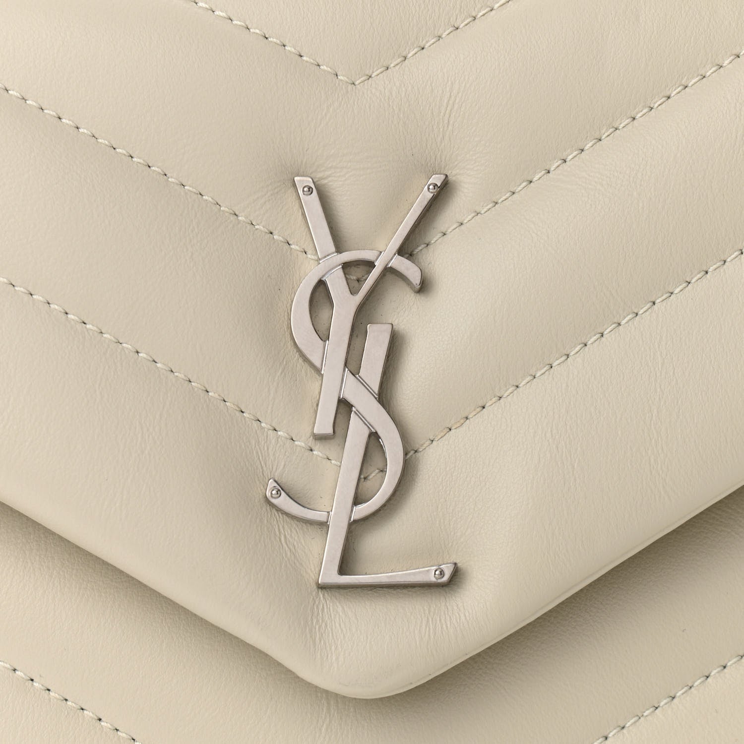 Saint Laurent Calfskin Y Quilted Monogram Small Loulou Chain Satchel Blanc Vintage 6 of 9