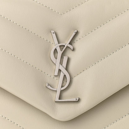Saint Laurent Calfskin Y Quilted Monogram Small Loulou Chain Satchel Blanc Vintage 6 of 9