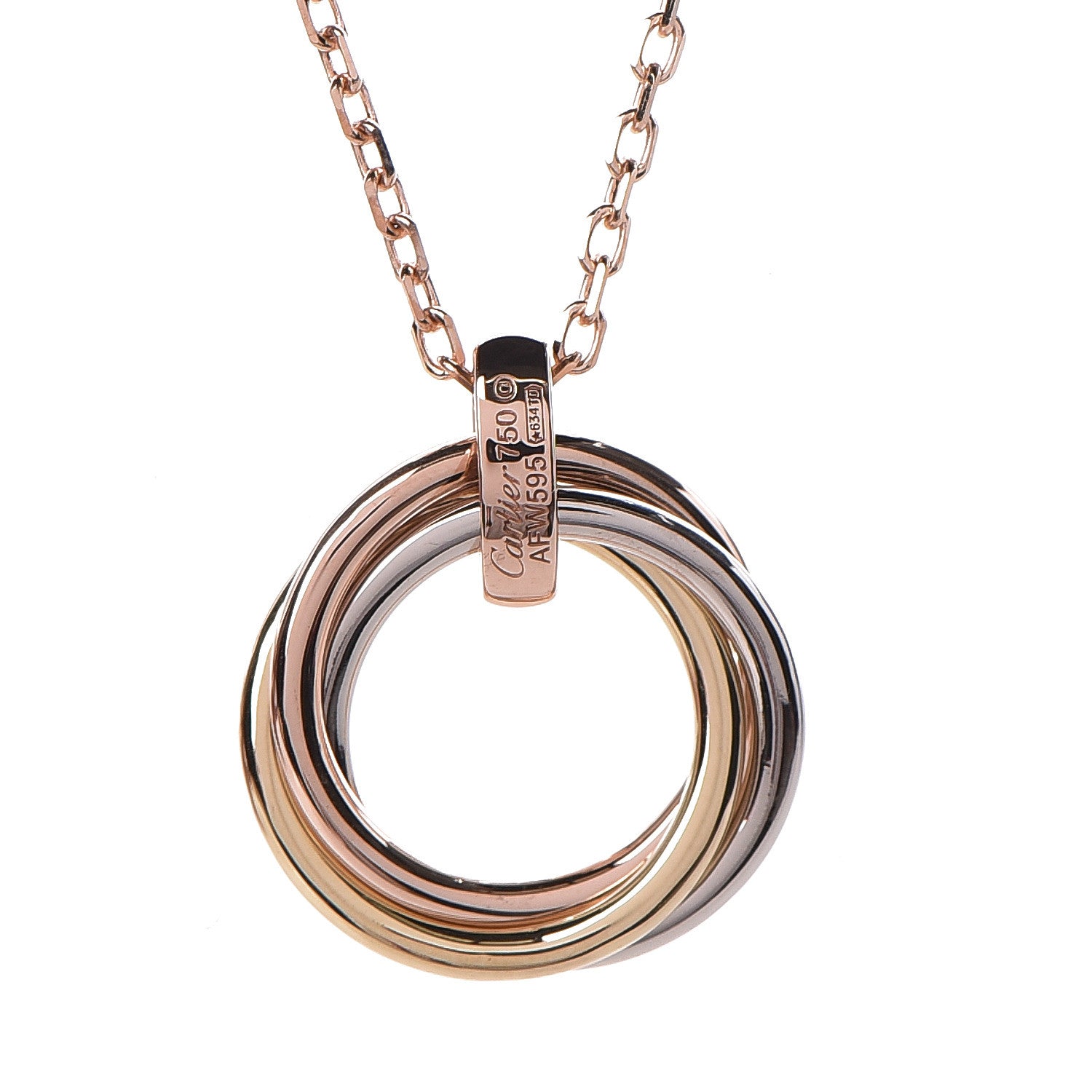 Cartier 18K Pink White Yellow Gold Diamond Trinity Pendant Necklace 6 of 7