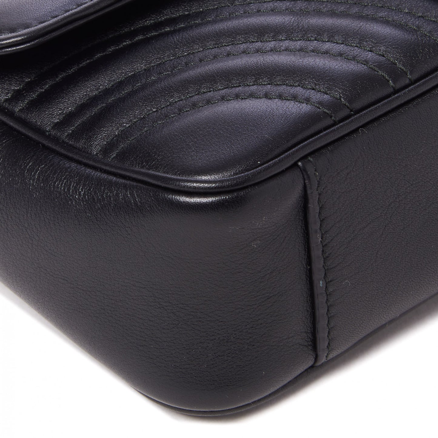 Calfskin Matelasse Mini GG Marmont Shoulder Bag Black