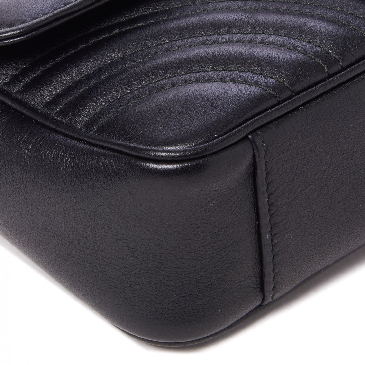 Gucci Calfskin Matelasse Mini GG Marmont Shoulder Bag Black 5 of 9