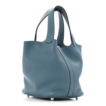 Hermes Taurillon Clemence Picotin Lock 18 PM Blue Jean 3 of 13