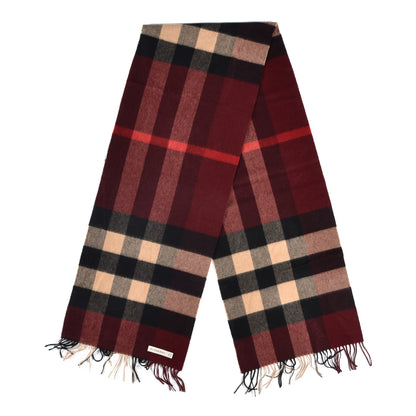 Burberry Cashmere Mega Check Fringe Scarf Claret 2 of 4