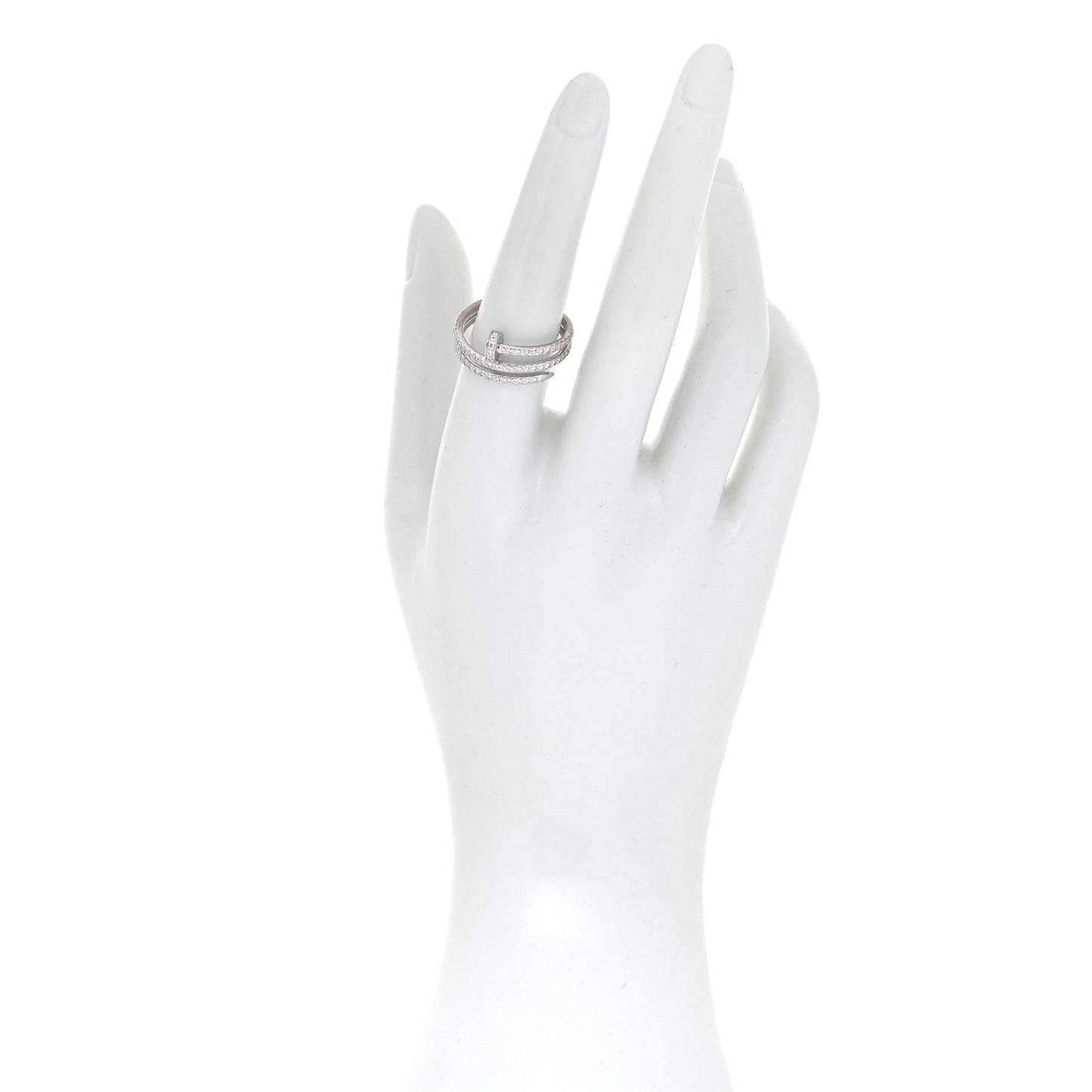 18K White Gold Diamond Double Juste Un Clou Paved Ring 58 8.25