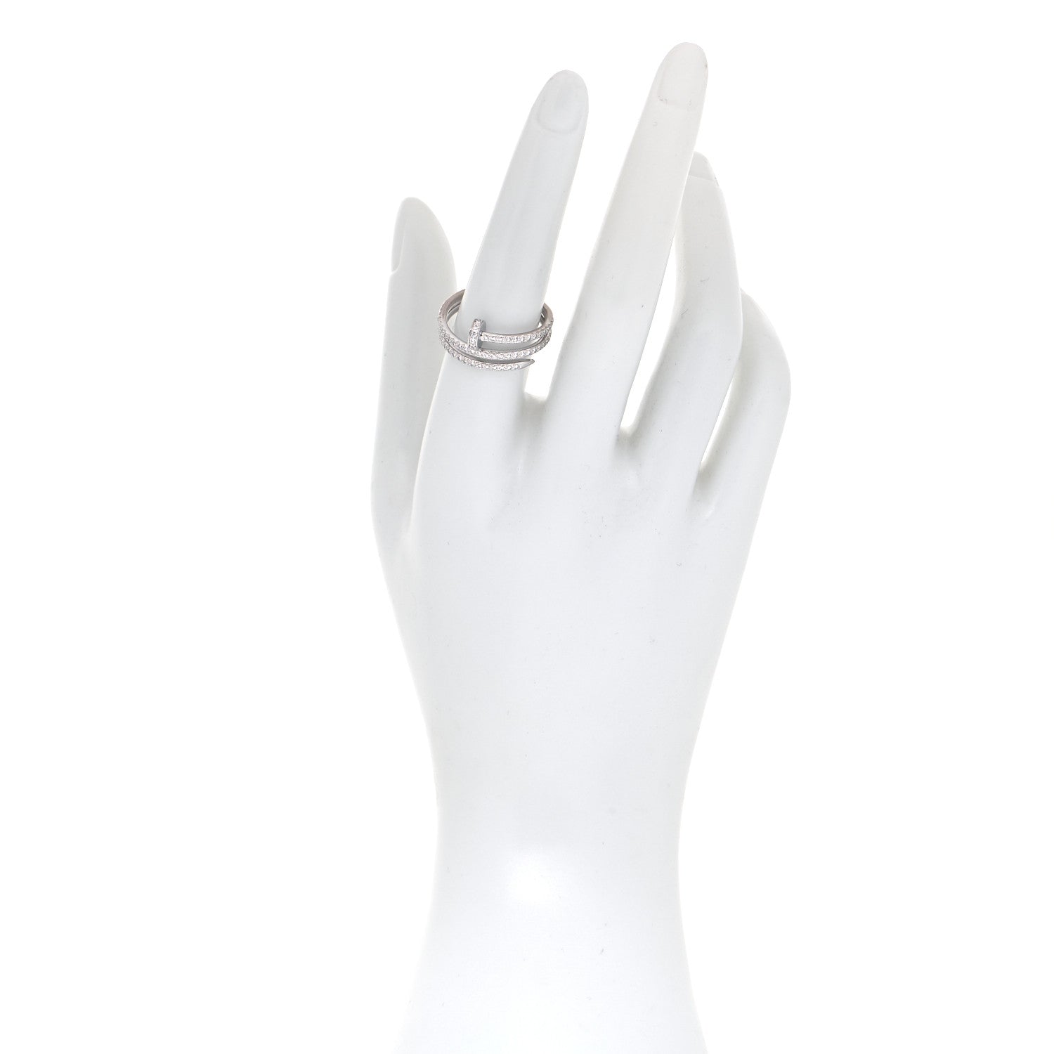 Cartier 18K White Gold Diamond Double Juste Un Clou Paved Ring 58 8.25 2 of 5