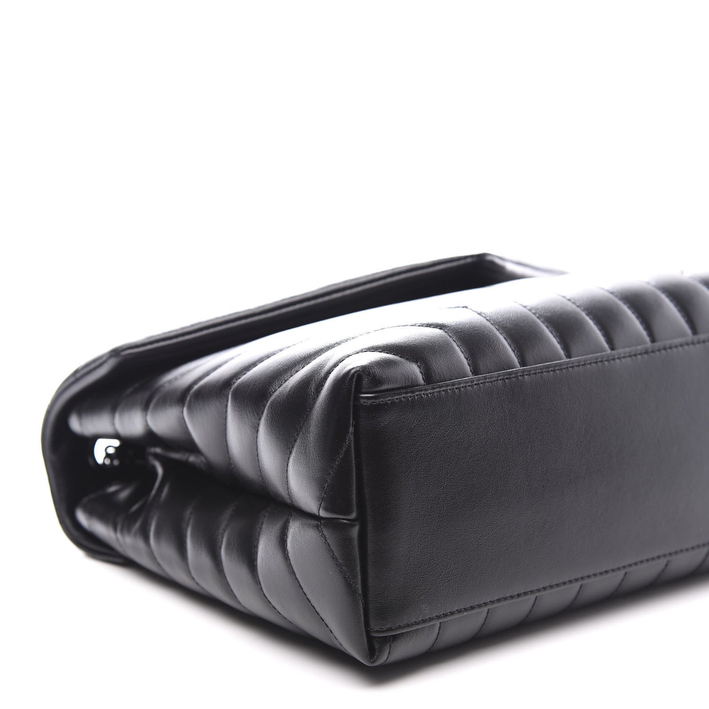 Calfskin Y Quilted Monogram Medium Loulou Chain Satchel Black